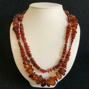 Vintage 46” genuine amber bead necklace.